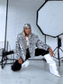 "CHRISTY FL209" faux fur jacket - black with white